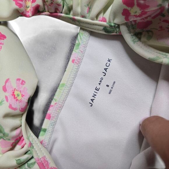 Janie & Jack Recycled Floral Flutter Sleeve Swimsuit Size: 8 - Picture 3 of 3